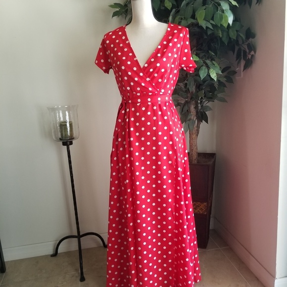 NEW Red and White Polka Dot Maxi Dress - Picture 3 of 6